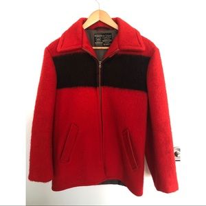 VINTAGE Hudson Bay blanket point coat in red!